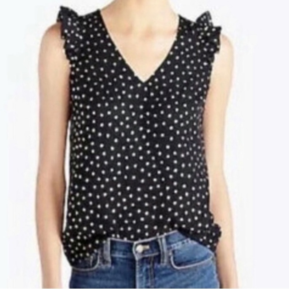 J. Crew Navy & Gold Ruffled Tank Top. Size 4.